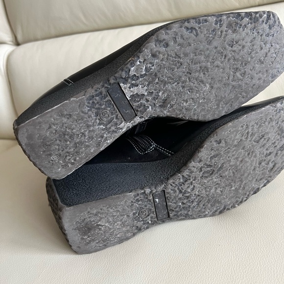 Black Leather Wedge Heel Boots Size 37 - Picture 4 of 8